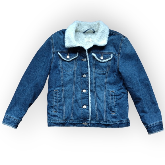 Denim Jacket with Sherpa Lining from Time and Tru Women's Size Small - Picture 3 of 10